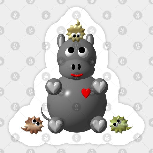 Cute Hippo with Hamsters Sticker by CuteCrittersWithHeart